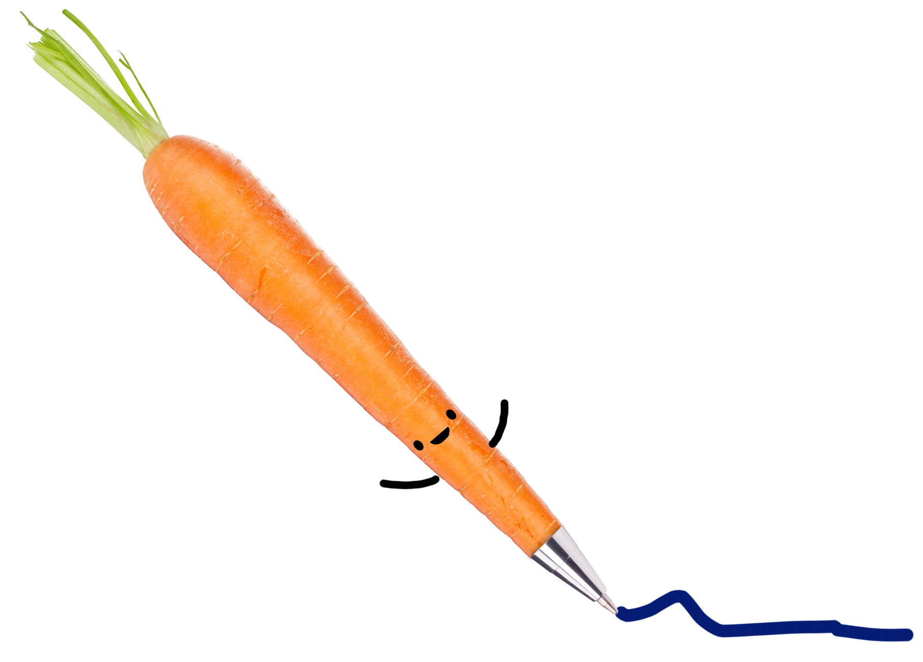 A carrot shaped like a pen, writing.